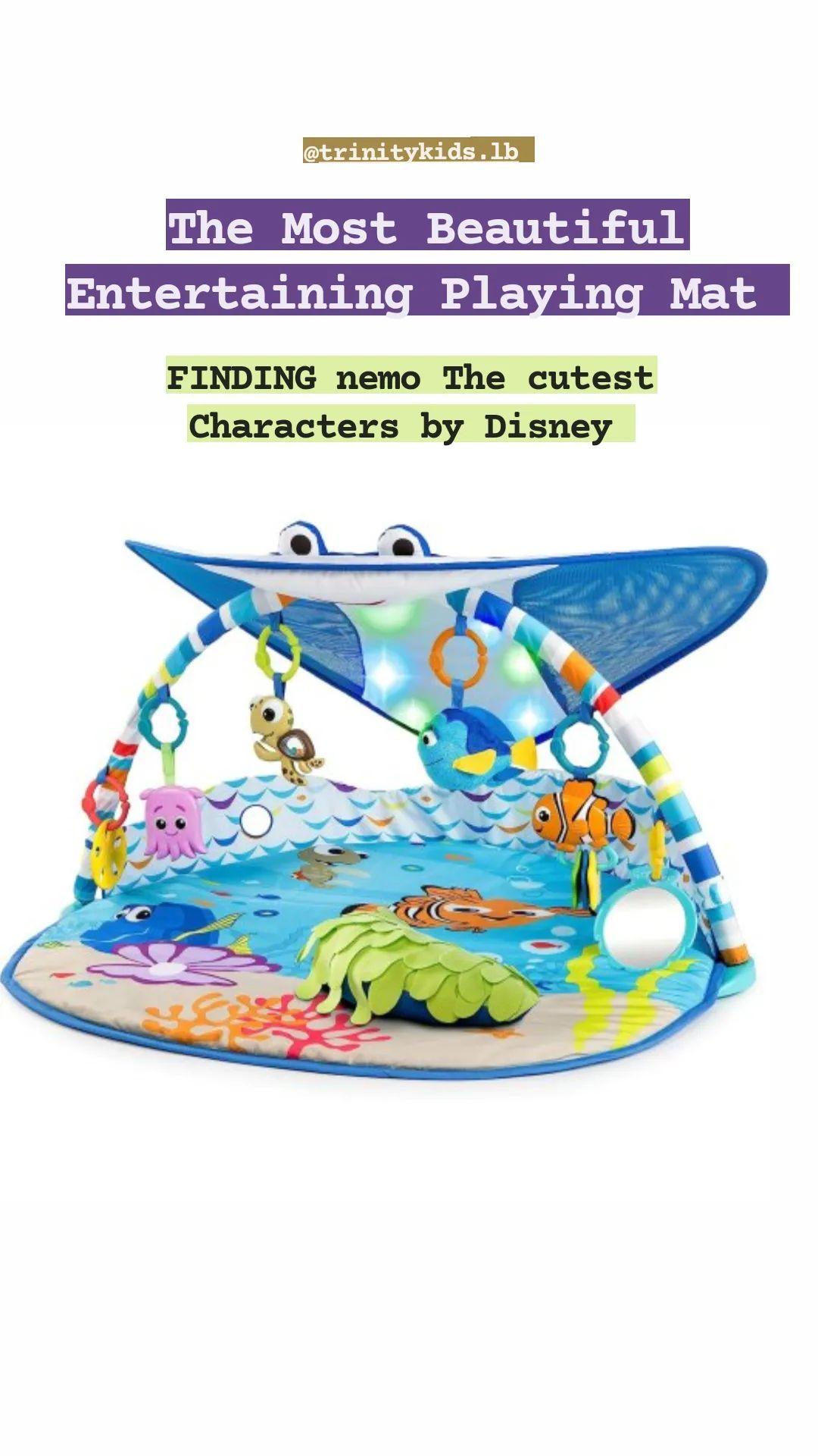 Very high quality baby Gym By Disney Finding nemo with all the characters educational rattles teethers light and music.The baby gets dazzled with the many colors up while laying down and the beautiful music that make him/her dance and feels the fun.